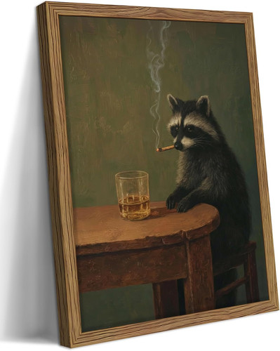 Framed vintage raccoon - framed,